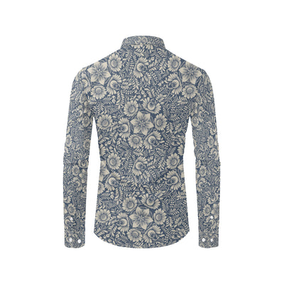 Elegant Floral Print Pattern Men's Long Sleeve Shirt