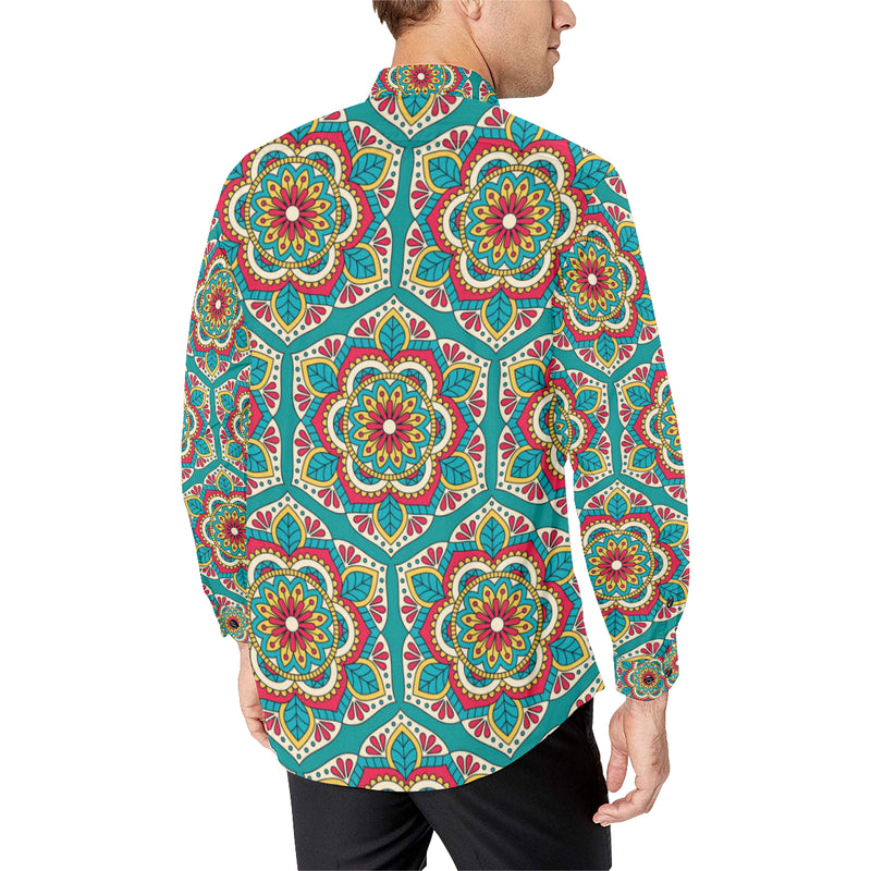 Mandala Pattern Print Design 03 Men's Long Sleeve Shirt