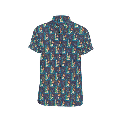 Aquarius Zodiac Pattern Print Design 03 Men's Short Sleeve Button Up Shirt