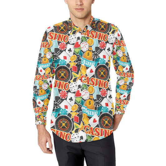 Casino Pattern Print Design 03 Men's Long Sleeve Shirt