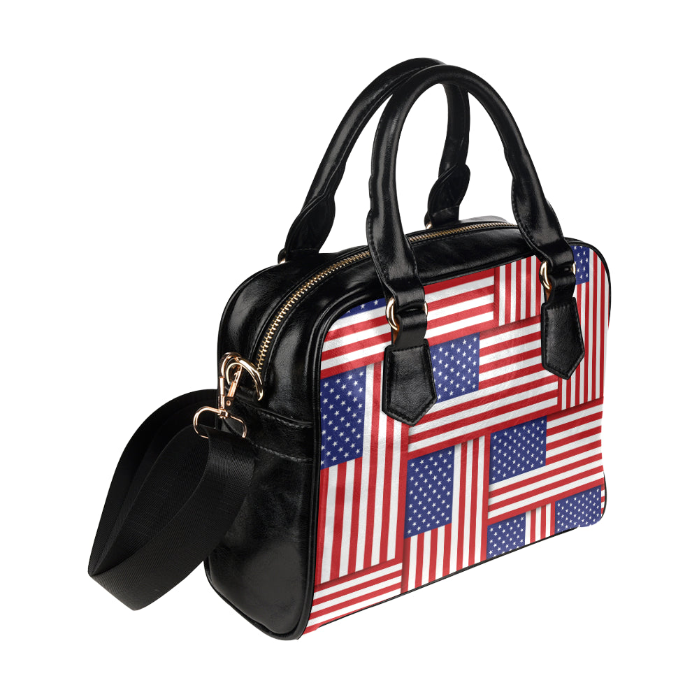 Patriotic US Flag Pattern Print Design A01 Shoulder Handbag