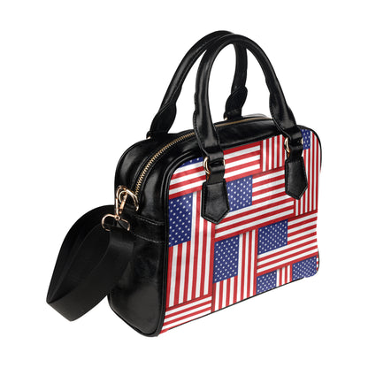 Patriotic US Flag Pattern Print Design A01 Shoulder Handbag