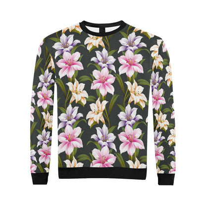 Lily Pattern Print Design LY01 Men Long Sleeve Sweatshirt