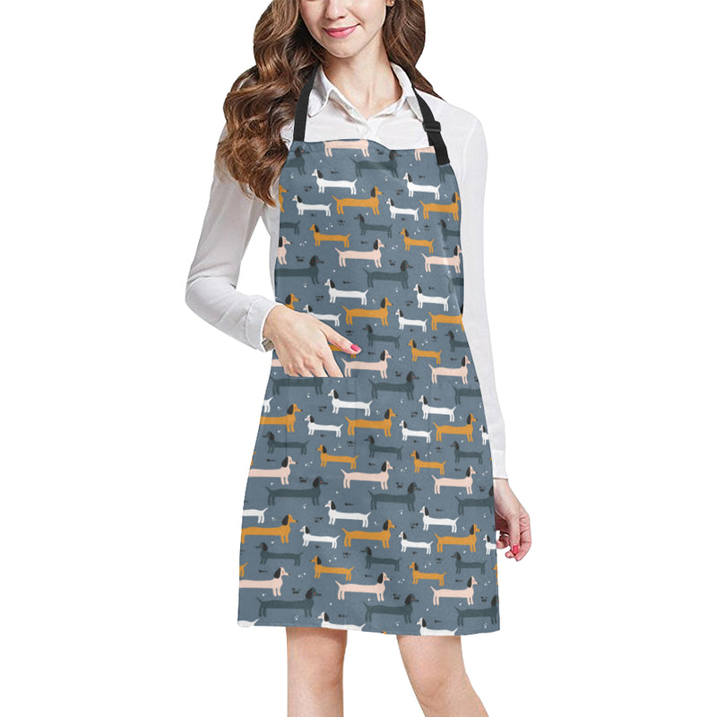 Dachshund Pattern Print Design 012 Apron with Pocket