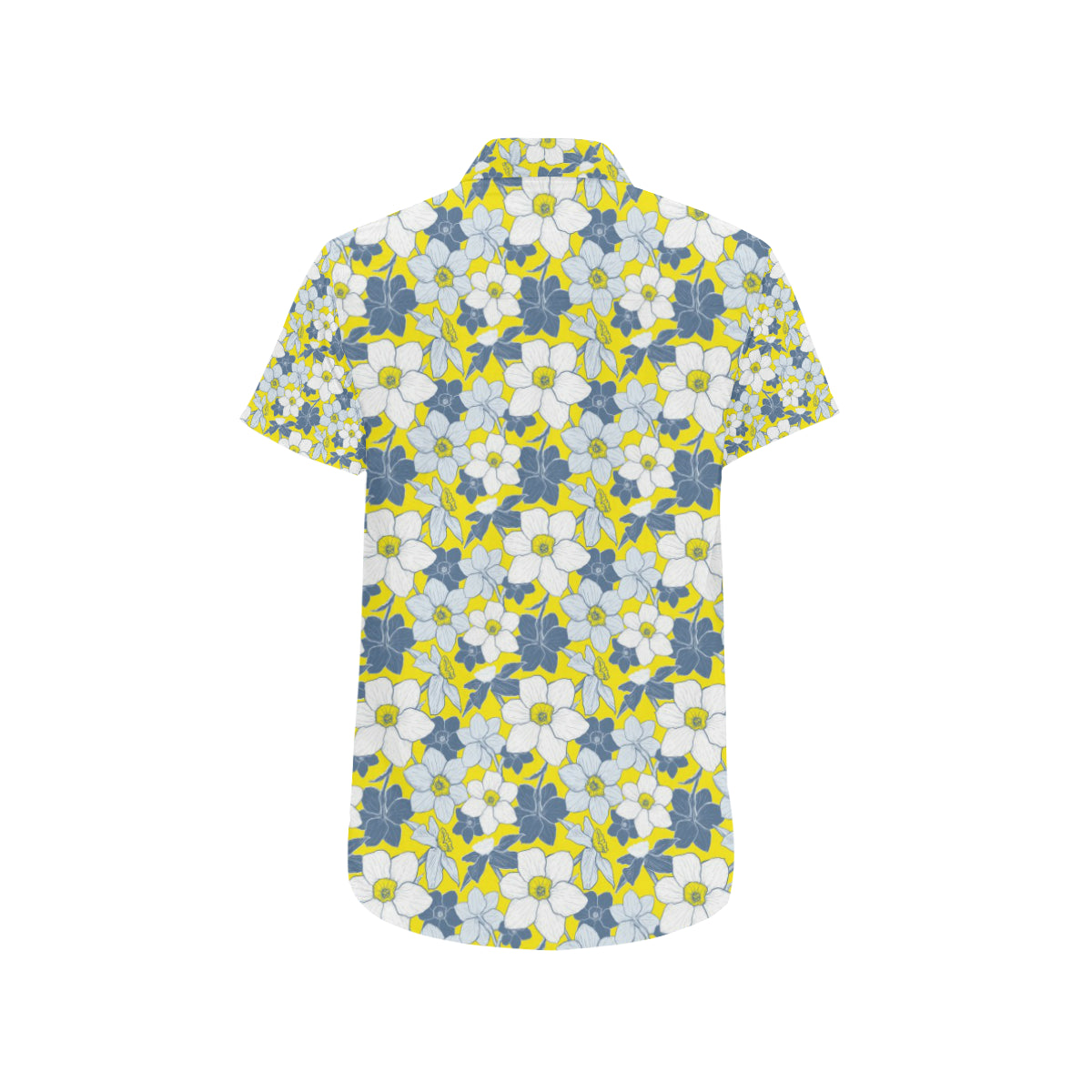 Daffodils Pattern Print Design 01 Men's Short Sleeve Button Up Shirt