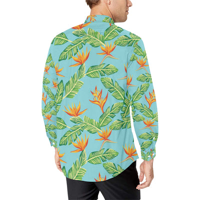 Bird Of Paradise Pattern Print Design BOP04 Men's Long Sleeve Shirt