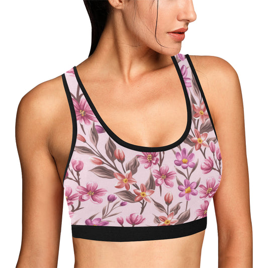 Summer Floral Pattern Print Design SF09 Sports Bra