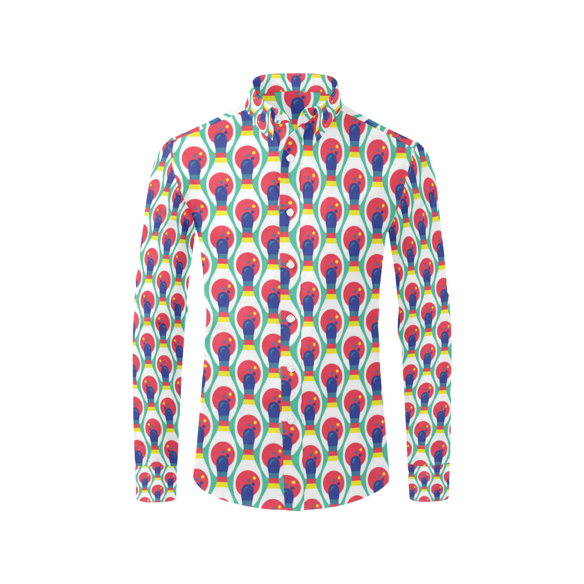 Bowling Pattern Print Design 05 Men's Long Sleeve Shirt