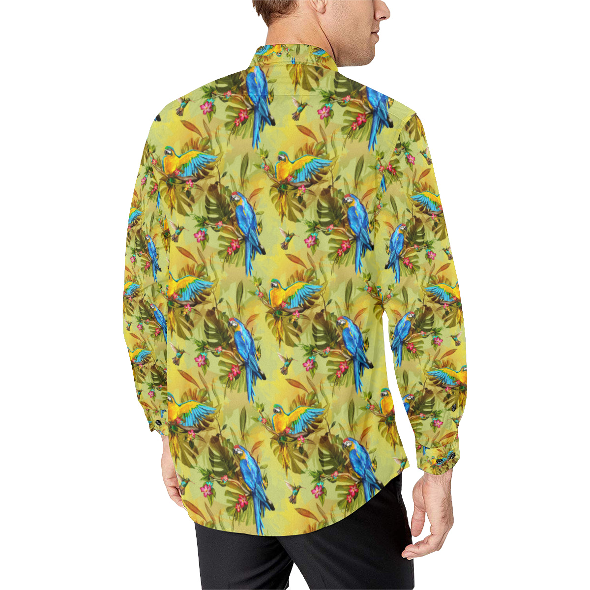 Parrot Pattern Print Design A02 Men's Long Sleeve Shirt