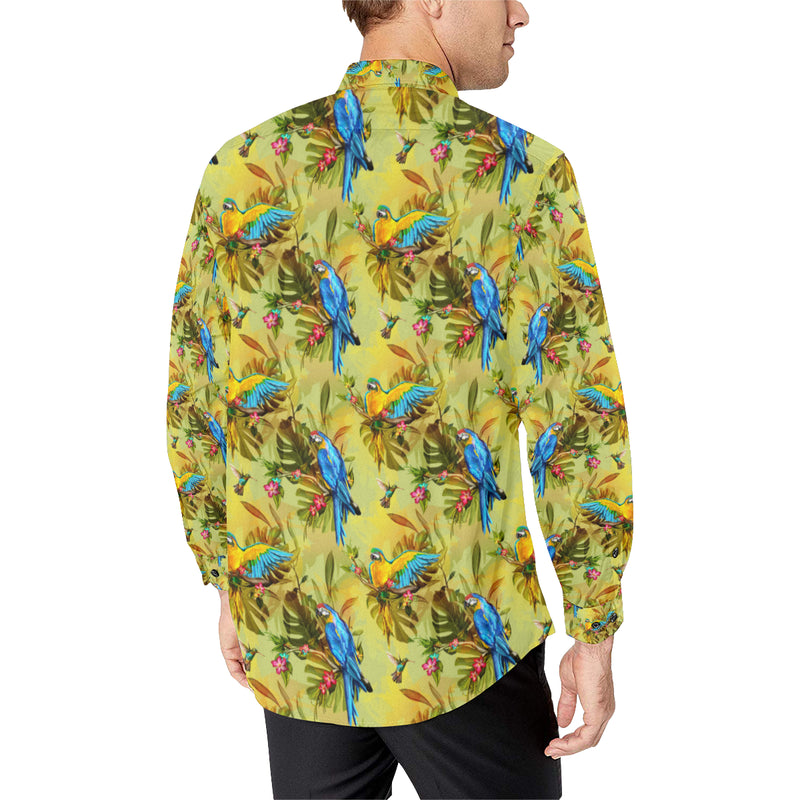 Parrot Pattern Print Design A02 Men's Long Sleeve Shirt