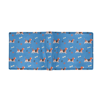 Basset Hound Pattern Print Design 02 Men's ID Card Wallet