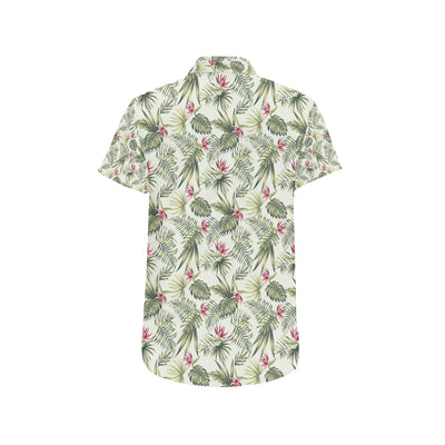 Bird Of Paradise Pattern Print Design 04 Men's Short Sleeve Button Up Shirt