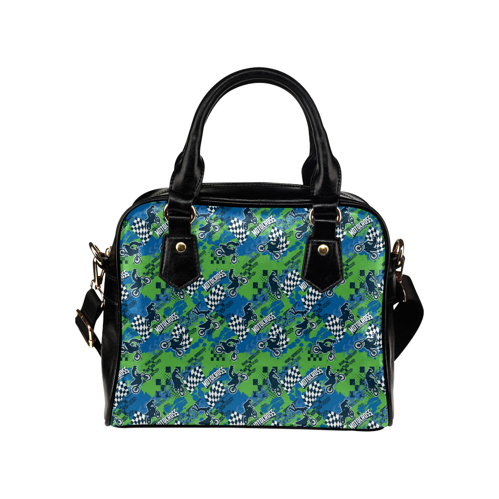 Motocross Pattern Print Design 04 Shoulder Handbag