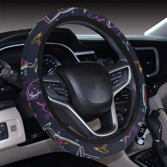 Cocktail Pattern Print Design 04 Steering Wheel Cover with Elastic Edge