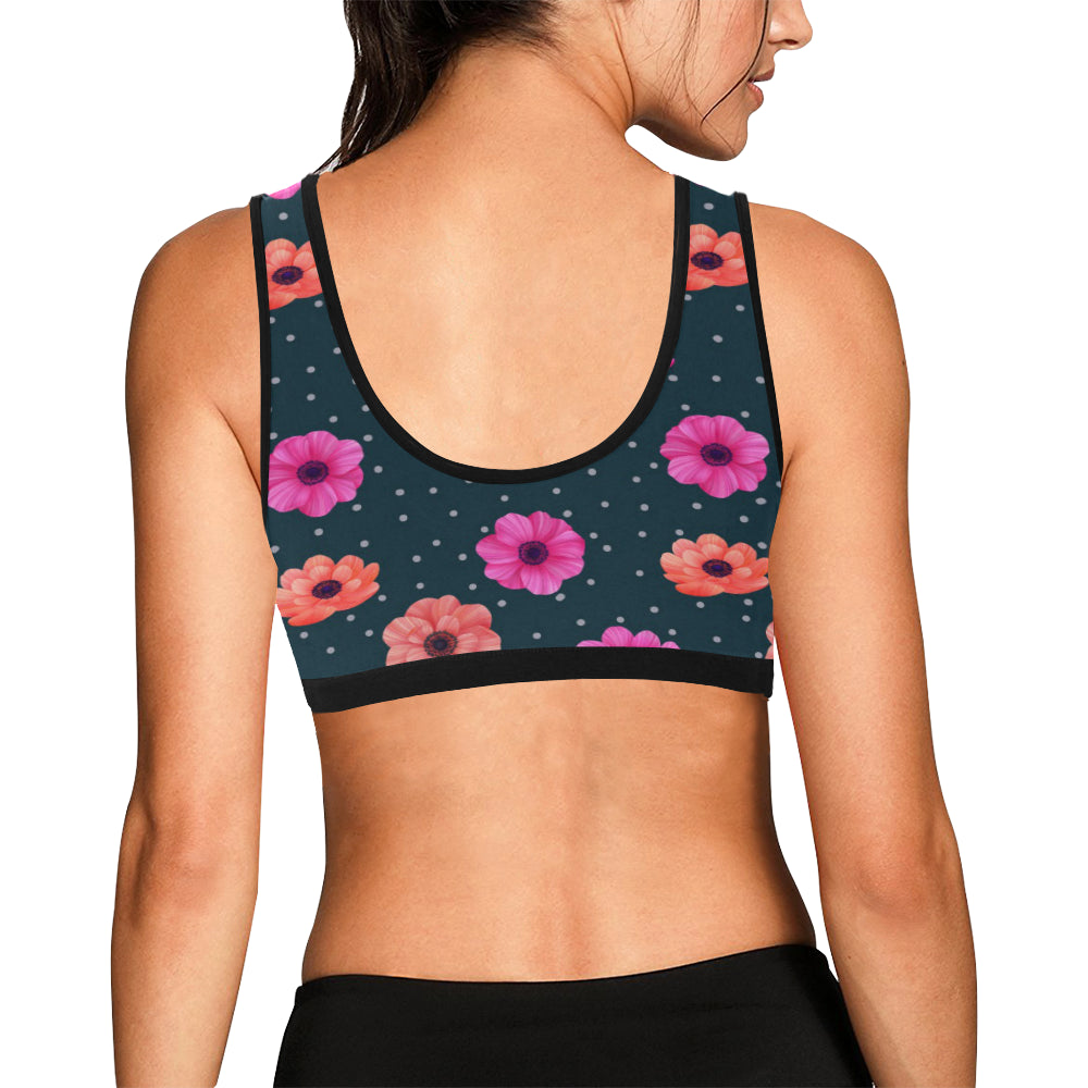 Anemone Pattern Print Design AM08 Sports Bra