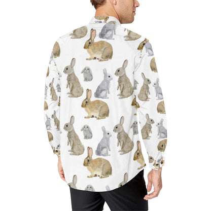 Rabbit Pattern Print Design 02 Men's Long Sleeve Shirt