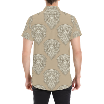 Pekingese Pattern Print Design A01 Men's Short Sleeve Button Up Shirt