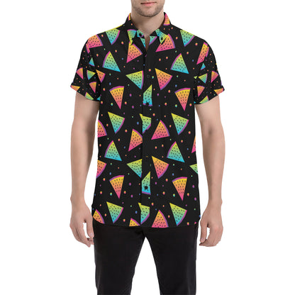 Rainbow Watermelon Pattern Print Design A04 Men's Short Sleeve Button Up Shirt