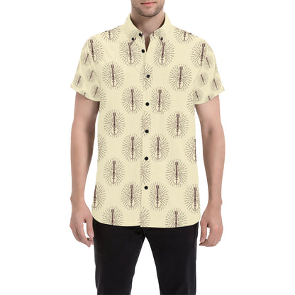 Mandolin Pattern Print Design 02 Men's Short Sleeve Button Up Shirt