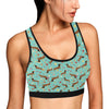 Dachshund with Floral Print Pattern Sports Bra