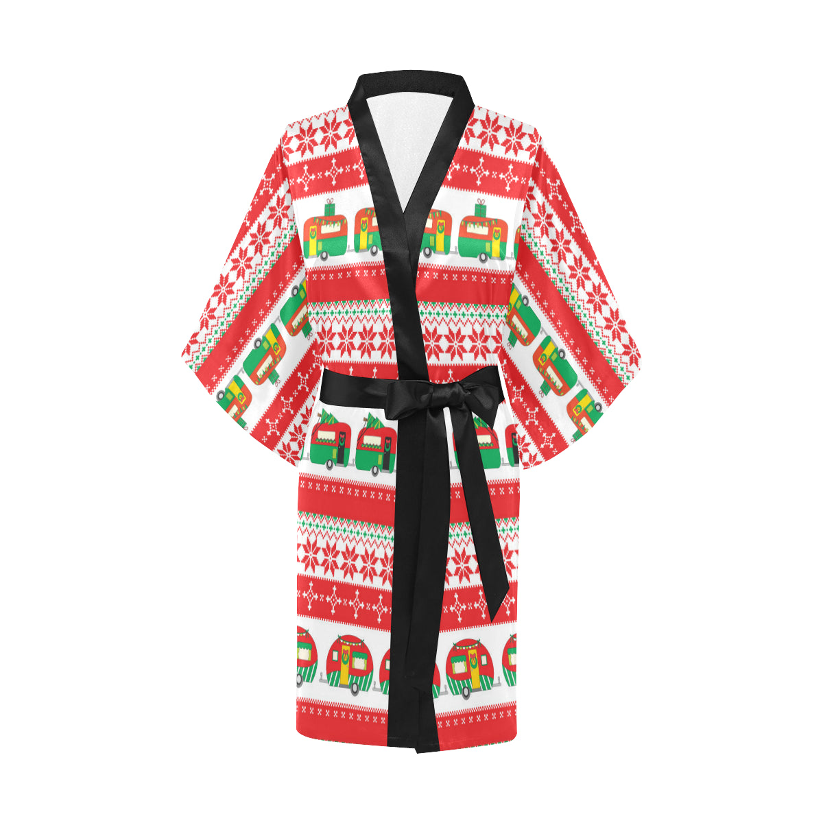Camper Camping Ugly Christmas Design Print Women Kimono Robe