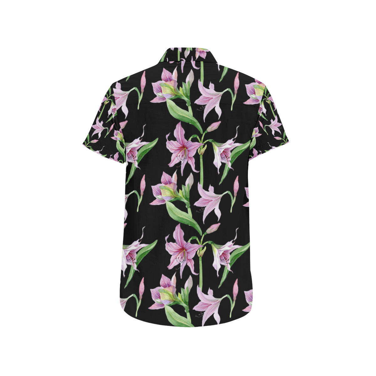 Amaryllis Pattern Print Design AL08 Men's Short Sleeve Button Up Shirt