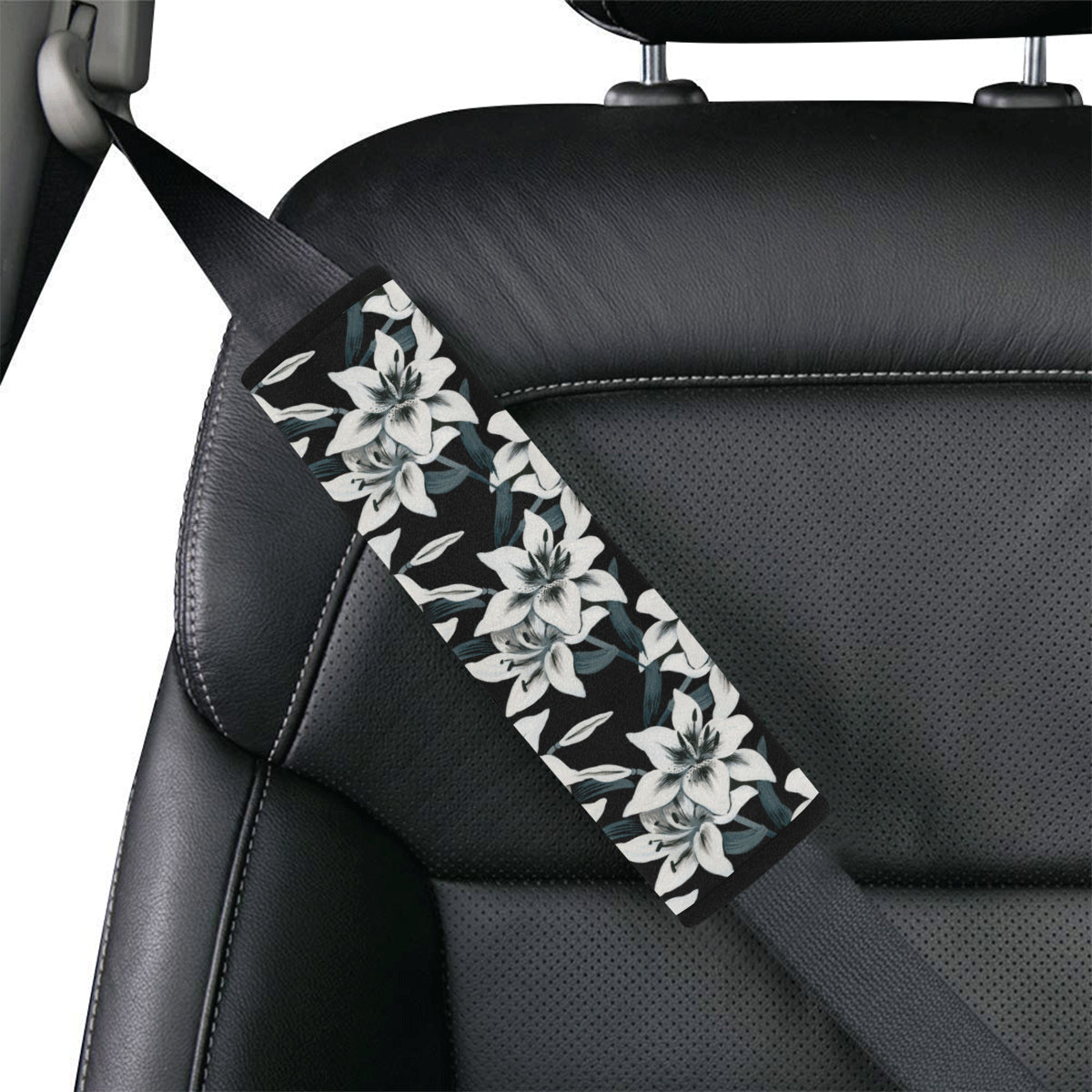 Lily Pattern Print Design 03 Car Seat Belt Cover