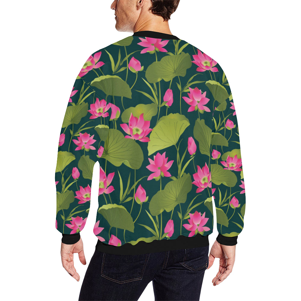 Water Lily Pattern Print Design WL09 Men Long Sleeve Sweatshirt
