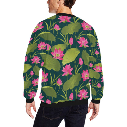 Water Lily Pattern Print Design WL09 Men Long Sleeve Sweatshirt