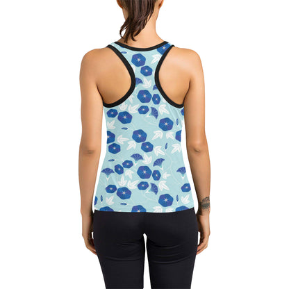Morning Glory Pattern Print Design MG07 Women's Racerback Tank Top