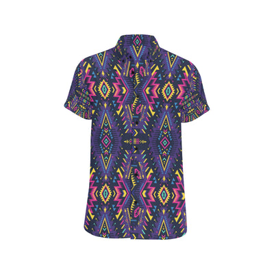 Aztec Pattern Print Design 07 Men's Short Sleeve Button Up Shirt