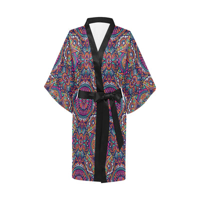 Boho Pattern Print Design 06 Women's Short Kimono