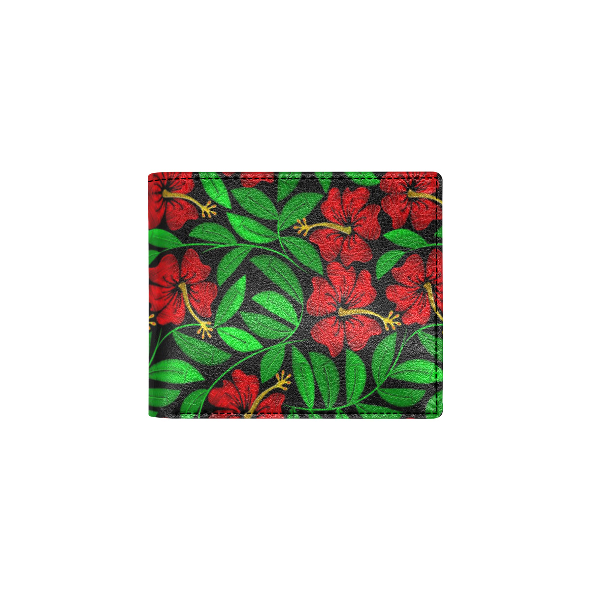 Red Hibiscus Embroidered Pattern Print Design HB03 Men's ID Card Wallet