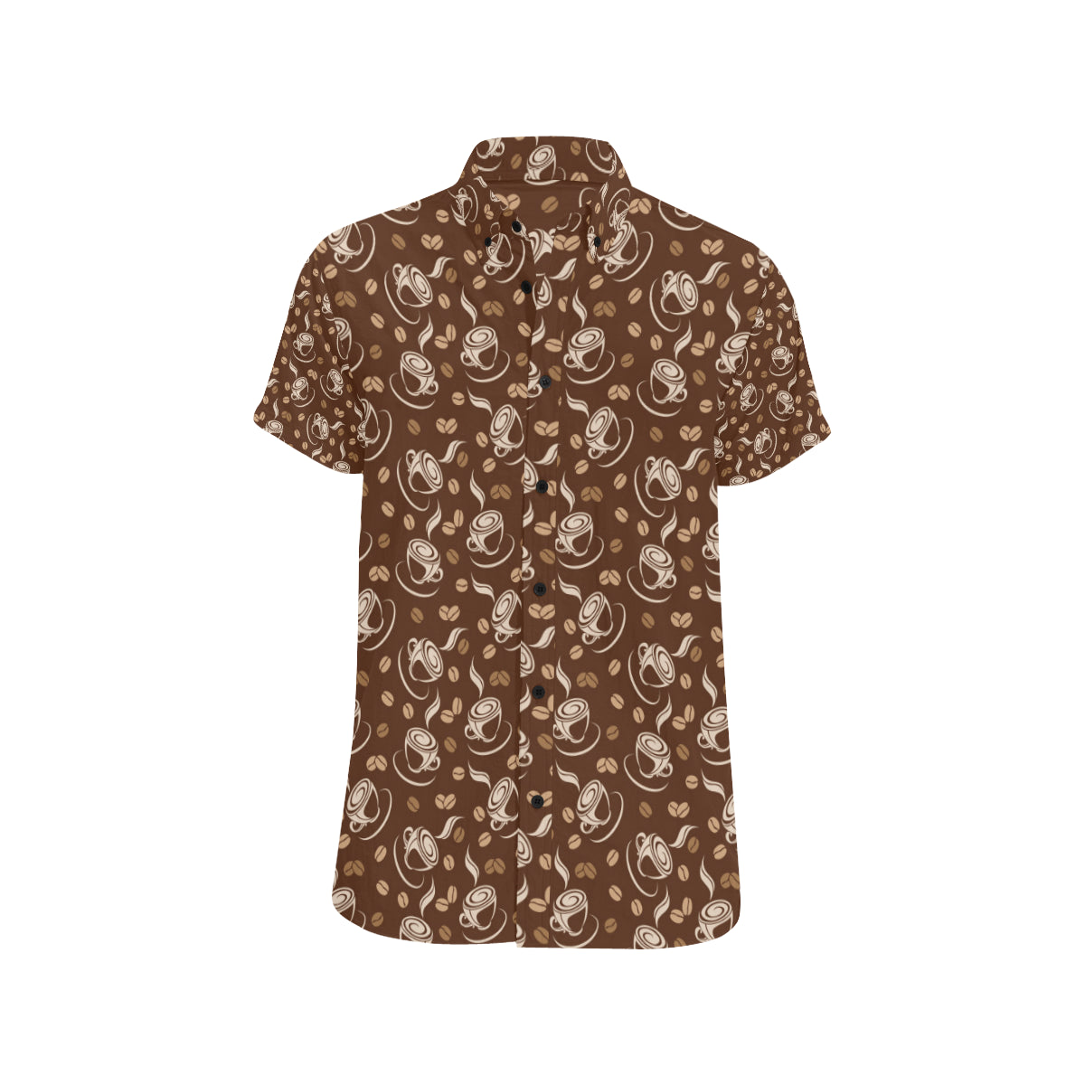 Coffee Pattern Print Design 03 Men's Short Sleeve Button Up Shirt