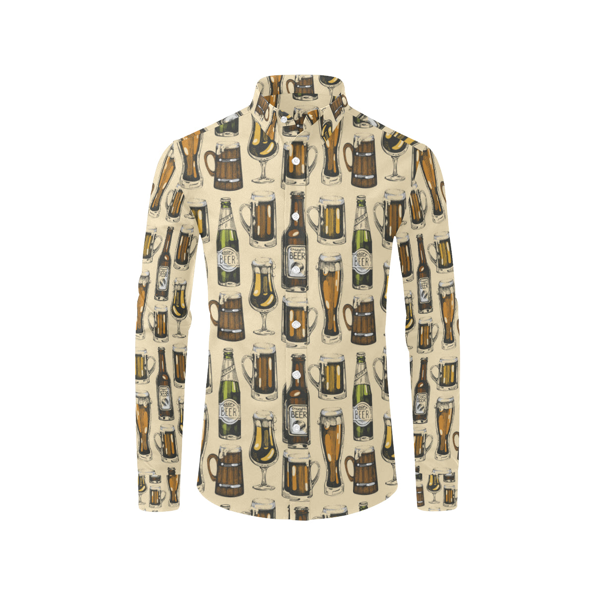 Beer Pattern Print Design 04 Men's Long Sleeve Shirt
