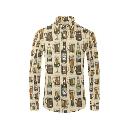 Beer Pattern Print Design 04 Men's Long Sleeve Shirt