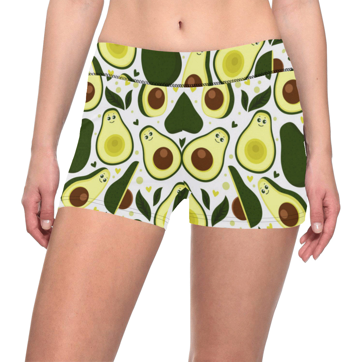 Avocado Pattern Print Design AC06 Yoga Shorts