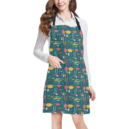 Cooking Kitchen Tools Pattern Print Design 01 Apron with Pocket
