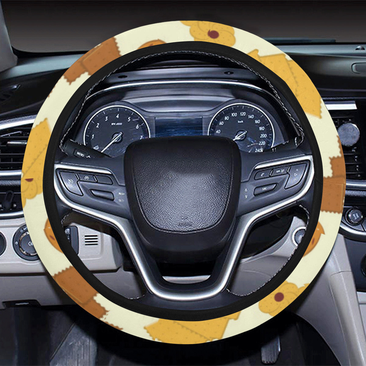 Cookie Pattern Print Design 06 Steering Wheel Cover with Elastic Edge