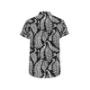 Fern Leave Black White Print Pattern Men's Short Sleeve Button Up Shirt