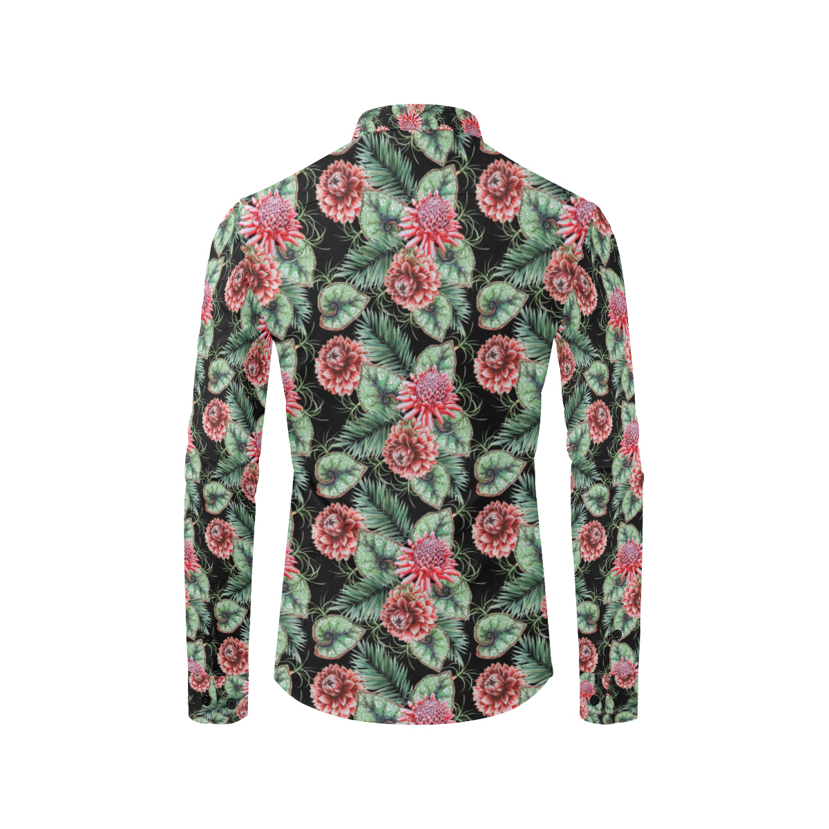 Dahlia Pattern Print Design DH06 Men's Long Sleeve Shirt