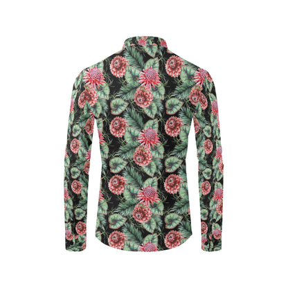 Dahlia Pattern Print Design DH06 Men's Long Sleeve Shirt