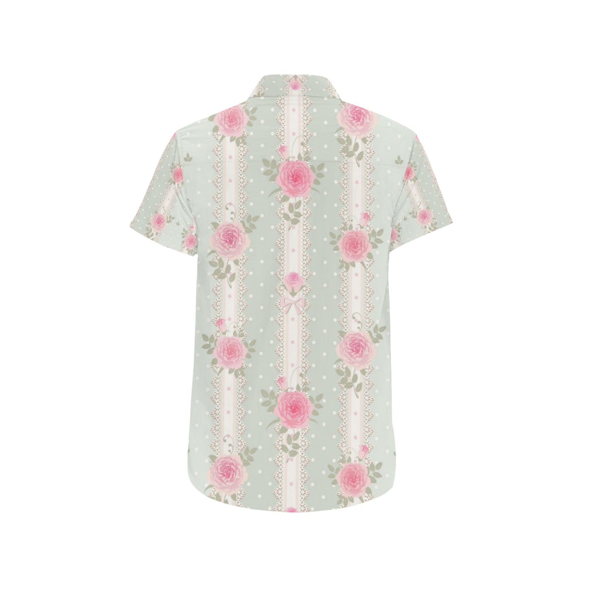 Rose Pattern Print Design RO016 Men's Short Sleeve Button Up Shirt