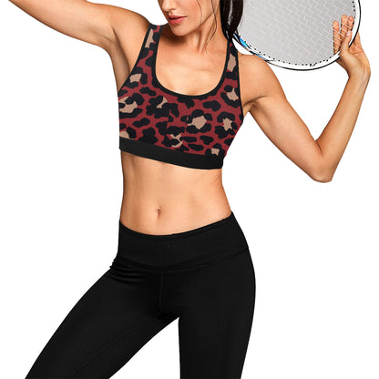 Cheetah Red Print Pattern Sports Bra