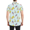 Bird Sweet Themed Print Pattern Men's Short Sleeve Button Up Shirt