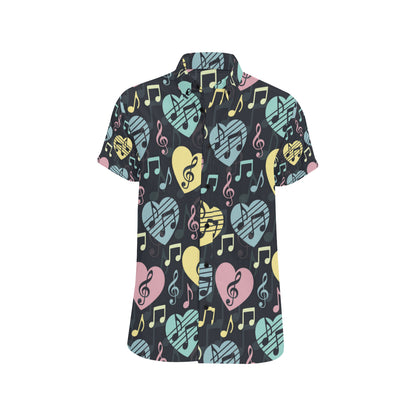 Music note Pattern Print Design A03 Men's Short Sleeve Button Up Shirt