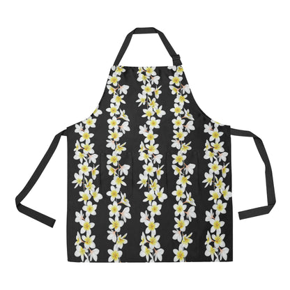 White Plumeria Pattern Print Design PM08 Apron with Pocket