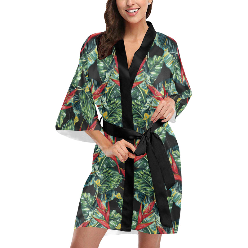 Bird Of Paradise Pattern Print Design BOP06 Women's Short Kimono