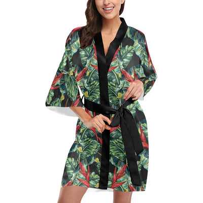 Bird Of Paradise Pattern Print Design BOP06 Women's Short Kimono