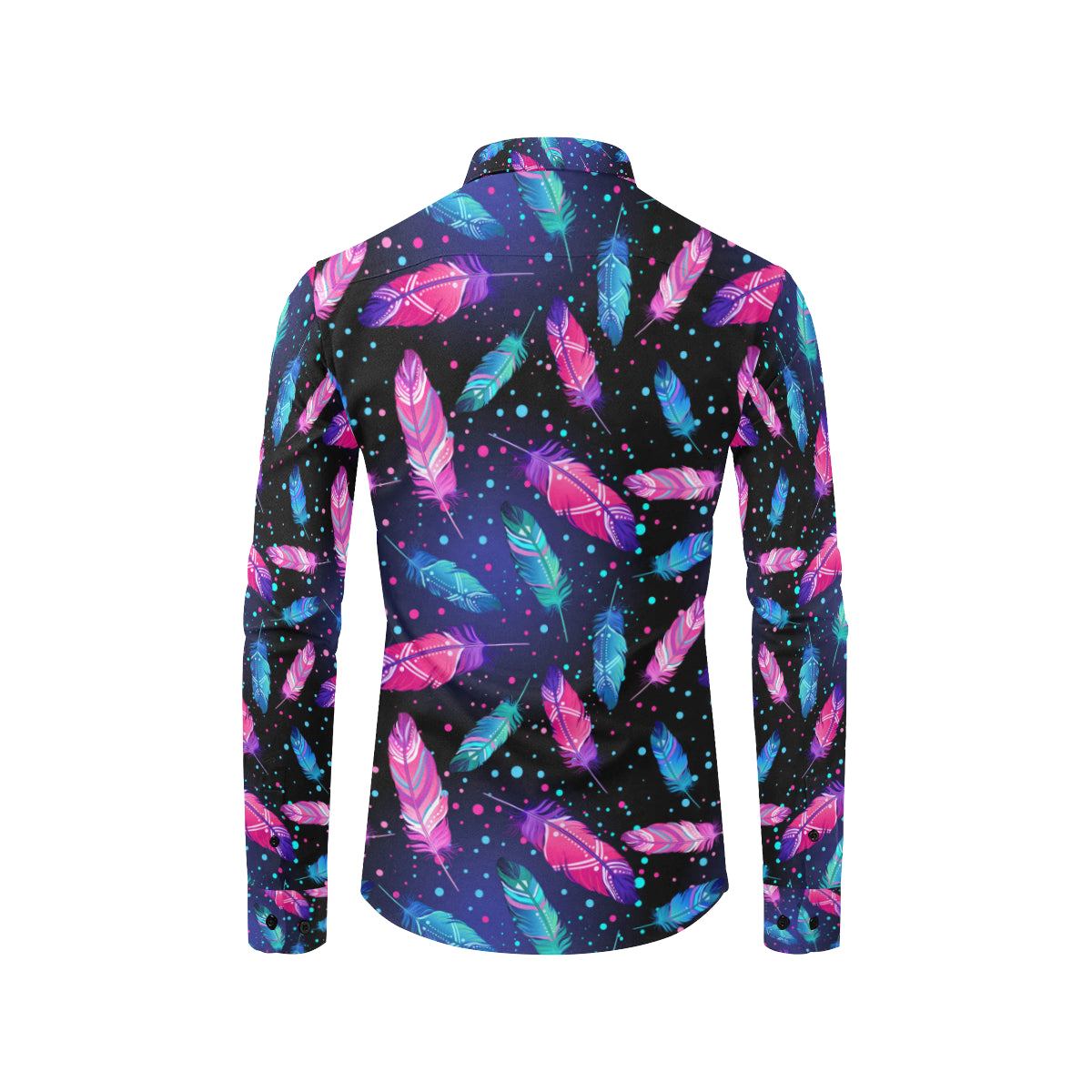 Feather Colorful Boho Design Print Men's Long Sleeve Shirt